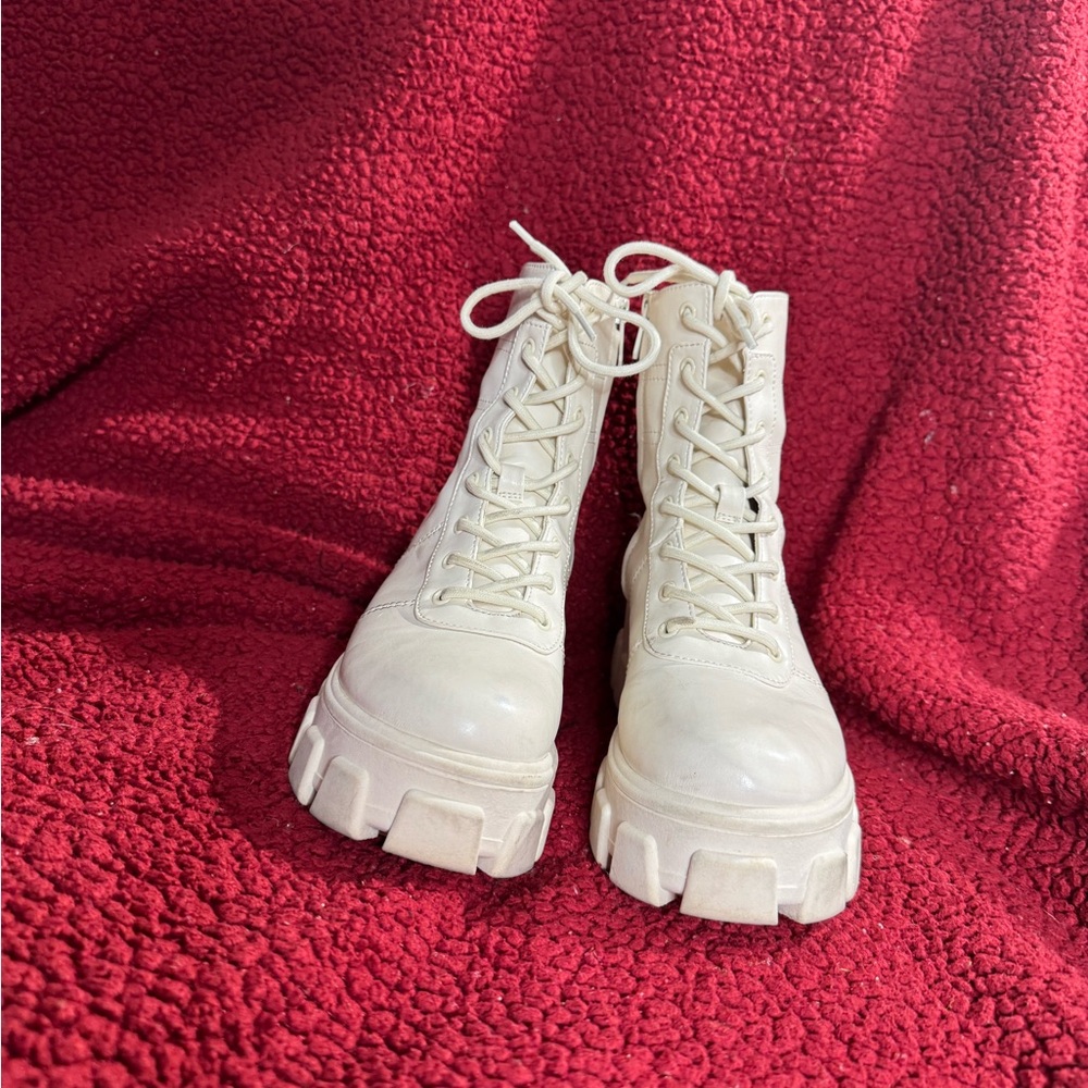 Sam Edelman Circus Cream Lace-Up Boots